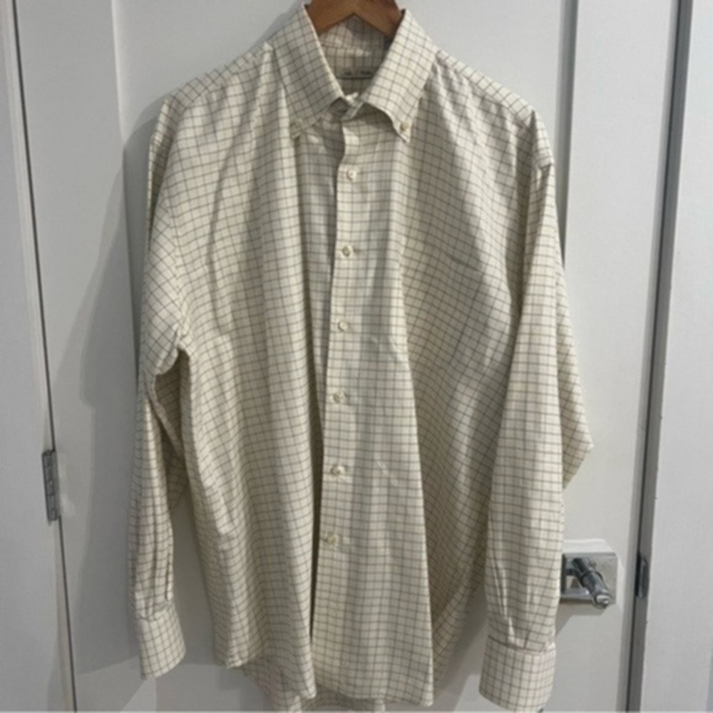 Peter Millar Long Sleeve Button Shirt Mens L Plaid Multicolor 100% cotton golf H